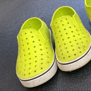 Kids native shoes size 11c cyan yellow